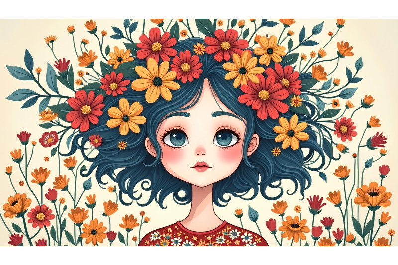 flower-strewn-girl-expressive-surrealism
