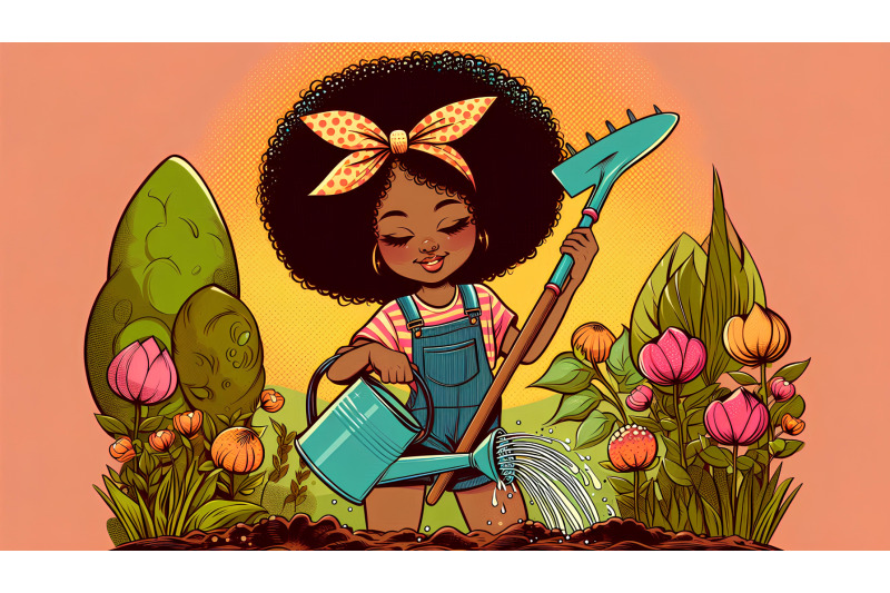 garden-girl-playful-pop-art-effect