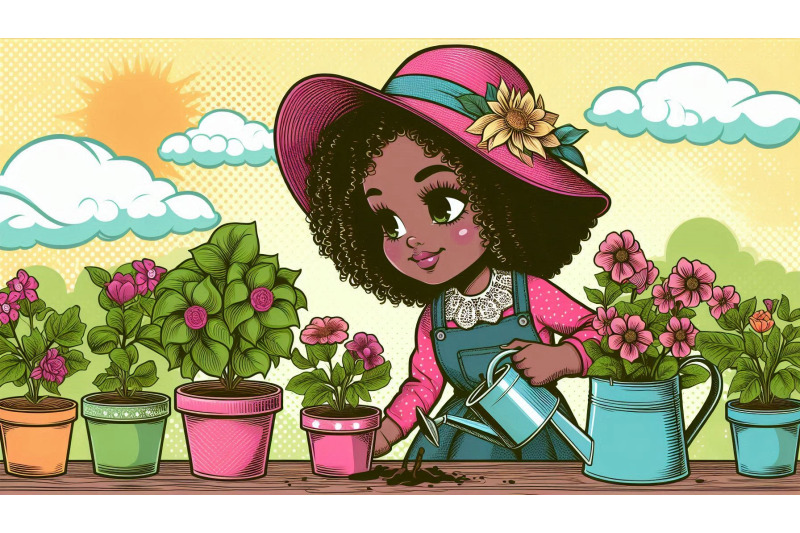 garden-girl-playful-pop-art-effect