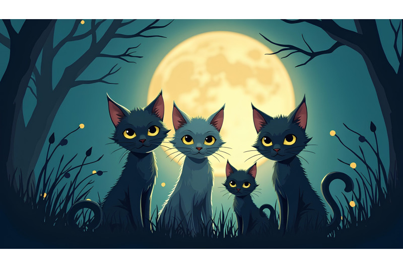 gothic-kittens-in-moonlit-setting