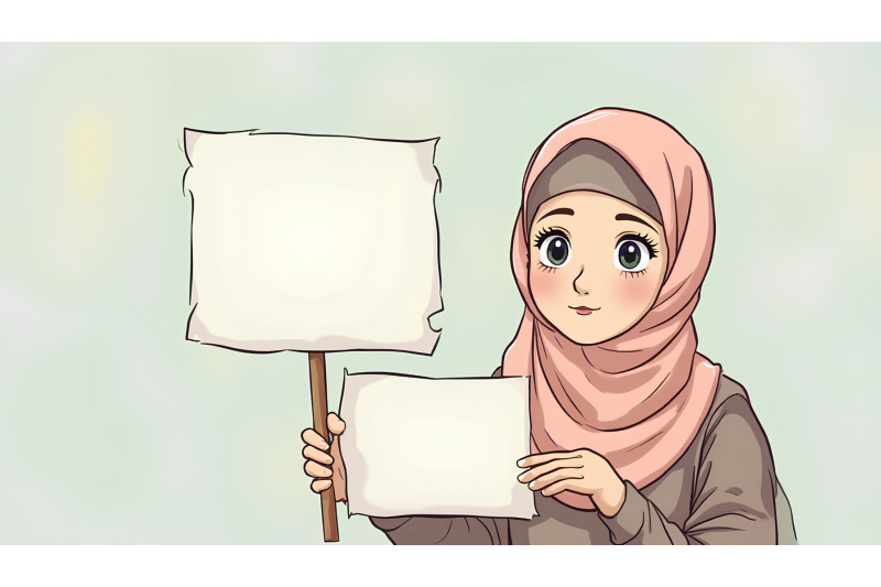 hijabi-girl-holding-sign-pointillism