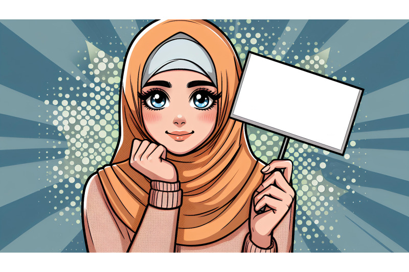 hijabi-holding-sign-vibrant-pop-art