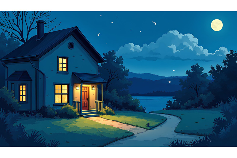 impressionist-brushstrokes-night-house