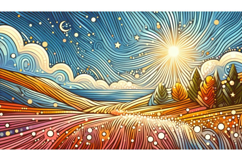 impressionist-landscape-with-shining-dots
