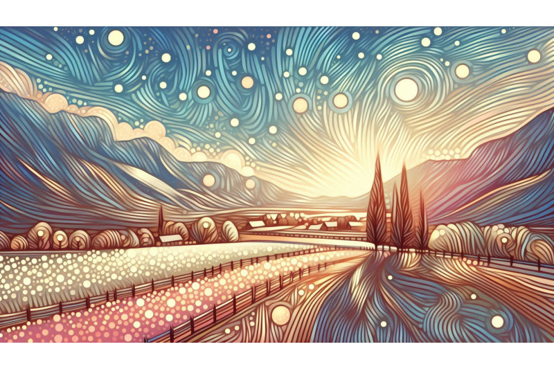 impressionist-landscape-with-shining-dots