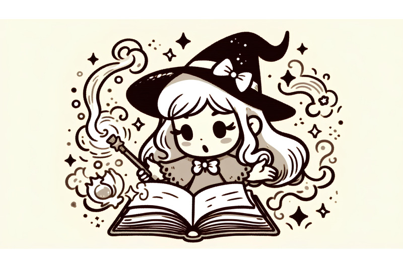 ink-drawing-of-magical-reading-girl