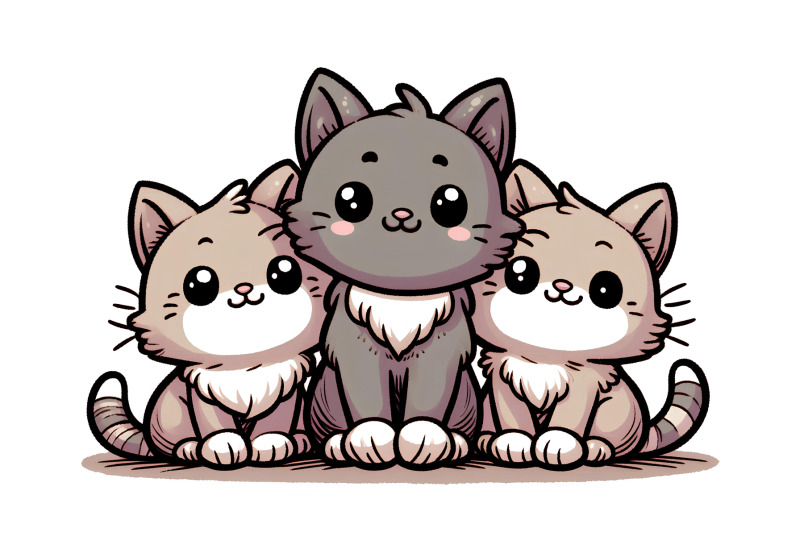 ink-drawing-of-three-adorable-felines