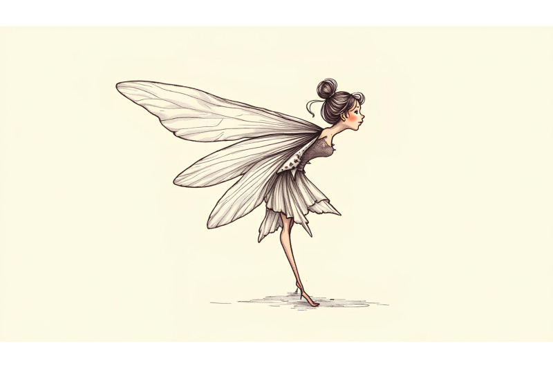 ink-sketched-fairy-with-elegant-posture-fine-lines