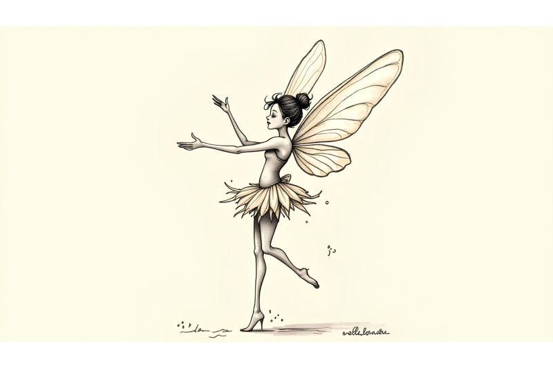 ink-sketched-fairy-with-elegant-posture-fine-lines