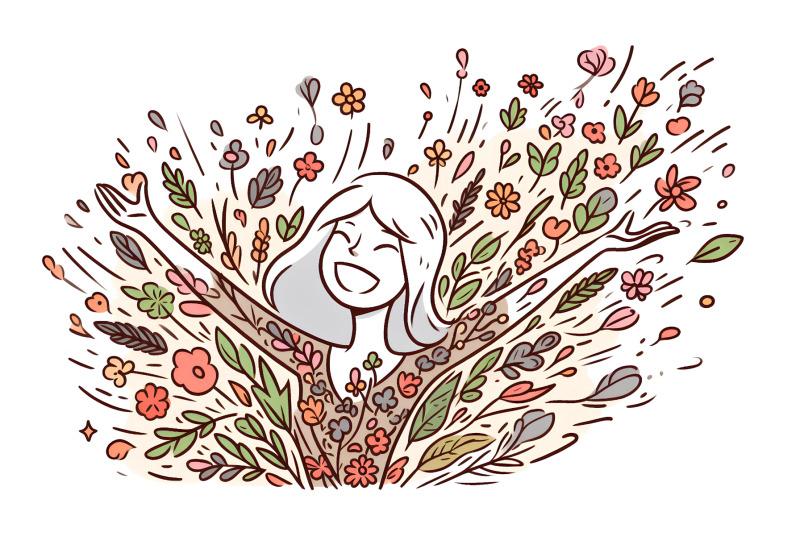 joyful-woman-blending-into-a-floral-symphony