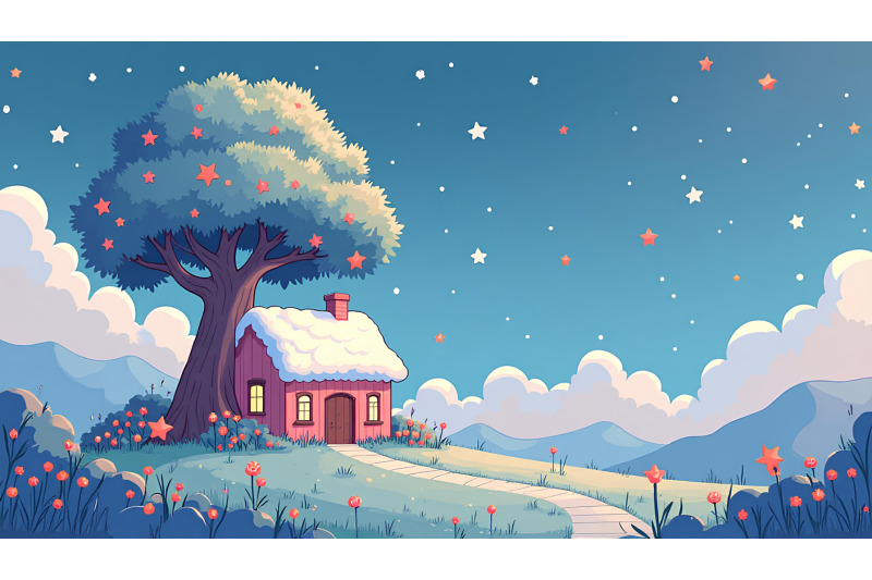 kawaii-cottage-with-magical-star-tree