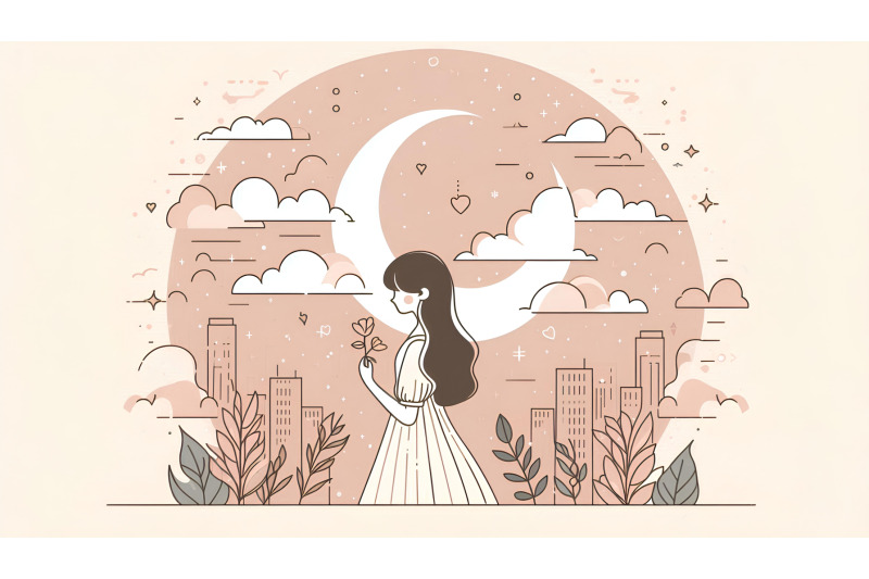 minimalist-girl-and-moon-silhouette