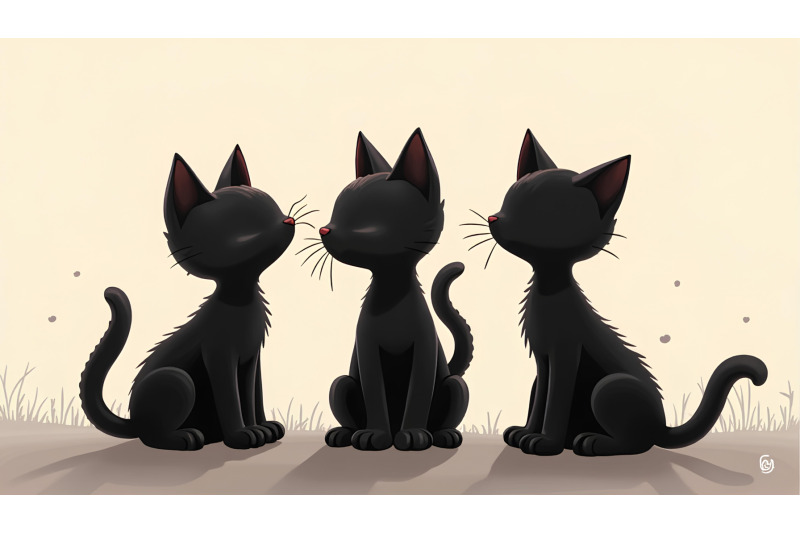 monochrome-kitten-trio-in-silhouette