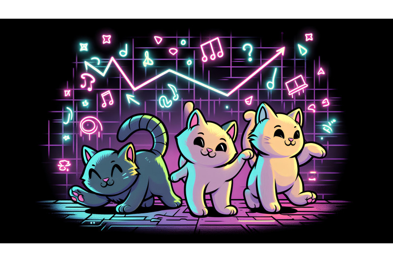 neon-graffiti-kittens-on-dark-wall