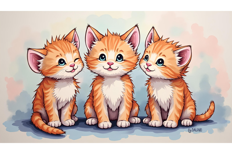 oil-painting-of-three-vibrant-kittens