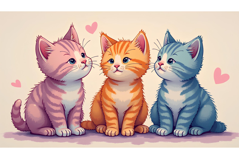 oil-painting-of-three-vibrant-kittens