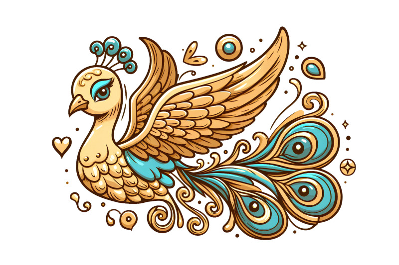 peacock-golden-flight-metallic-art