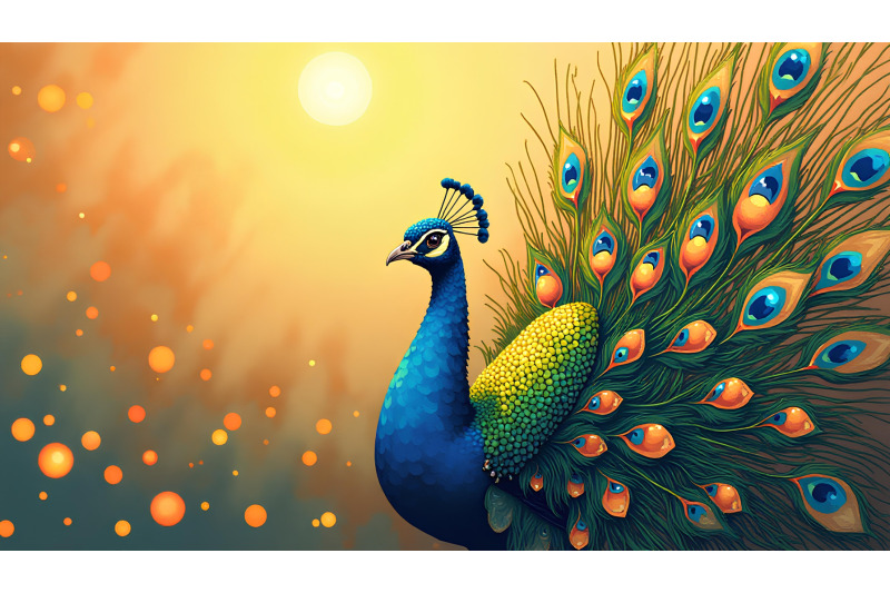 peacock-golden-glow-oil-painting
