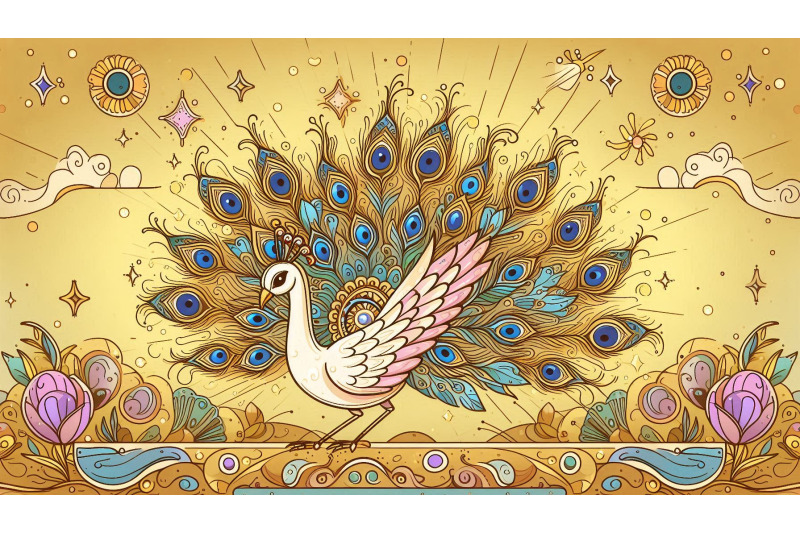 peacock-golden-light-fantasy