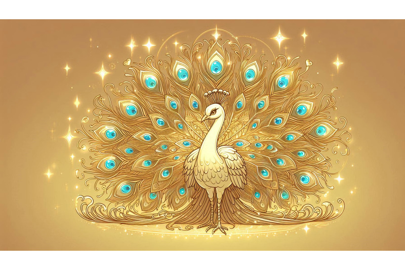 peacock-golden-light-fantasy