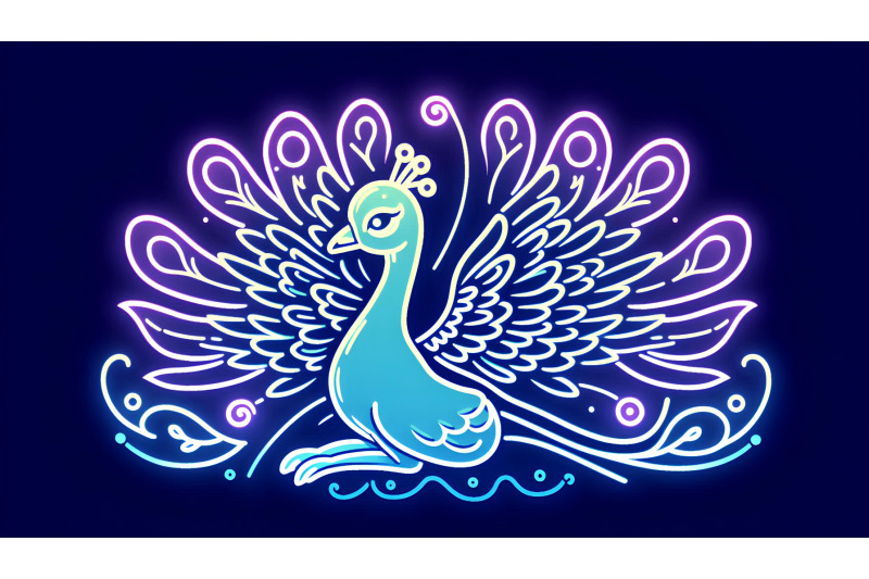 peacock-illuminated-wings-neon-glow