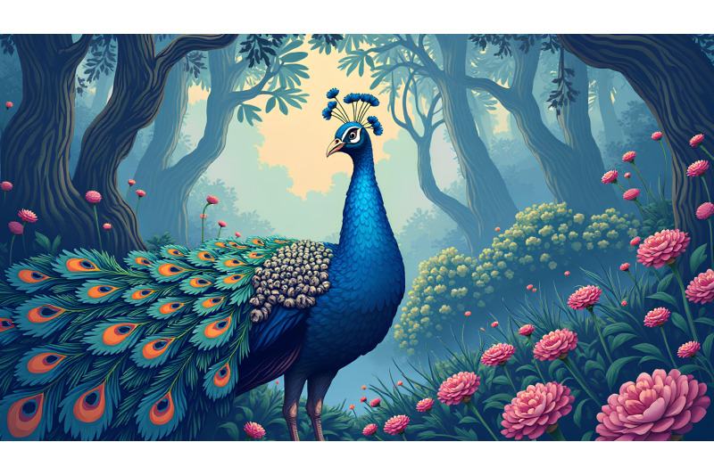 peacock-mystic-realm-digital-painting