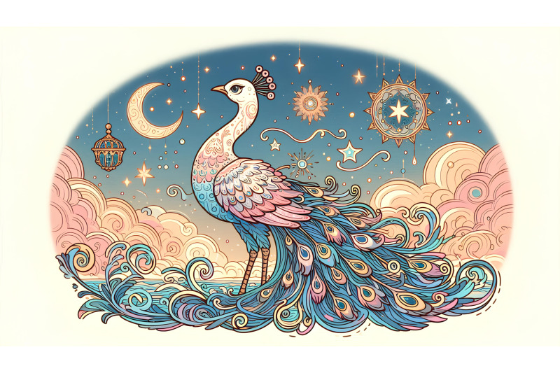peacock-twilight-glow-oil-painting
