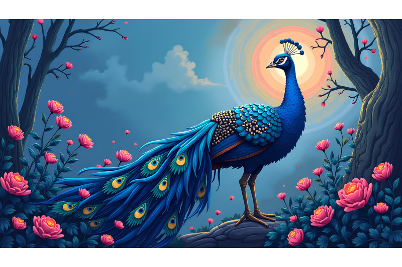 peacock-twilight-guardian-oil-painting