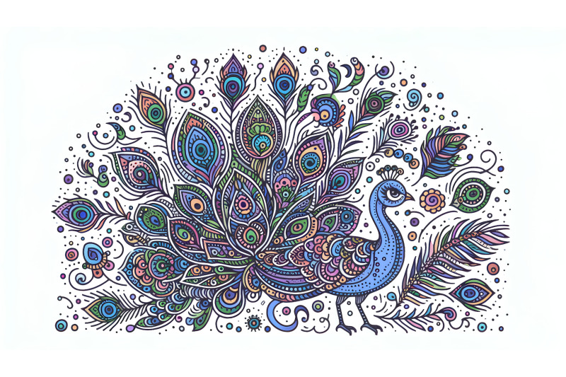 peacock-whimsical-fantasy-pointillism