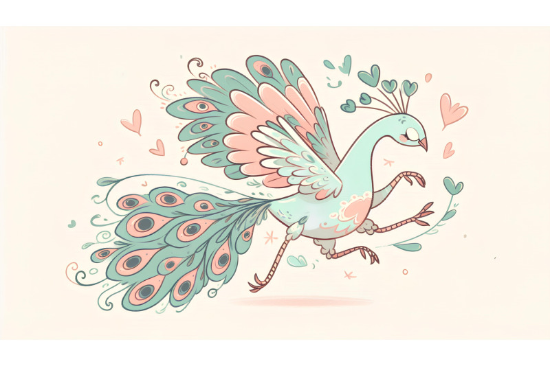 peacock-whimsical-flight-pastels