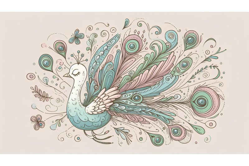 peacock-whimsical-flight-pastels