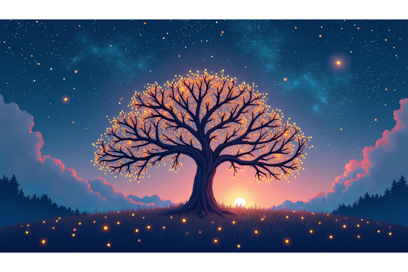 pointillism-celestial-tree-with-lights