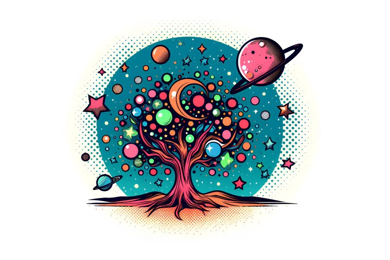 pop-art-vibrant-dots-in-cosmic-tree