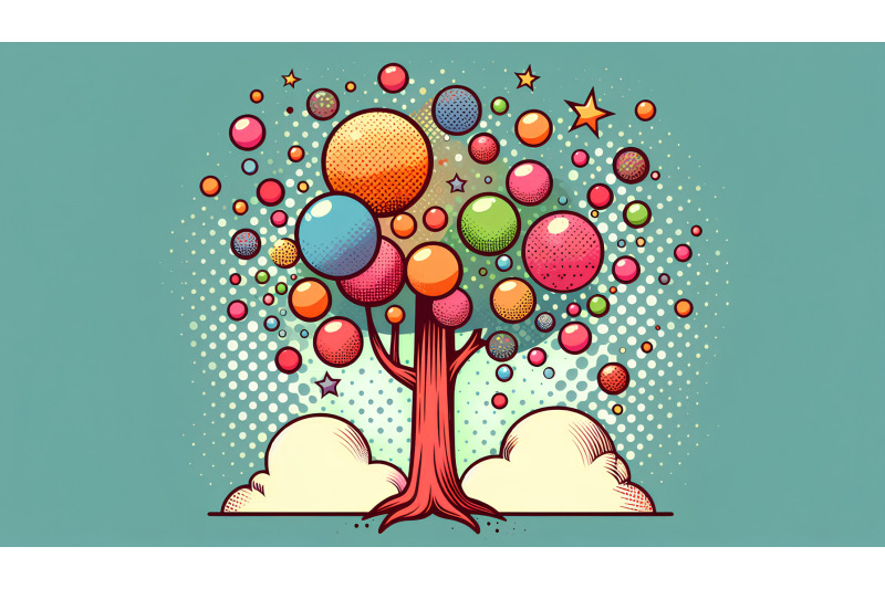 pop-art-vibrant-dots-in-cosmic-tree