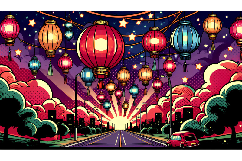 pop-art-vibrant-night-with-lanterns