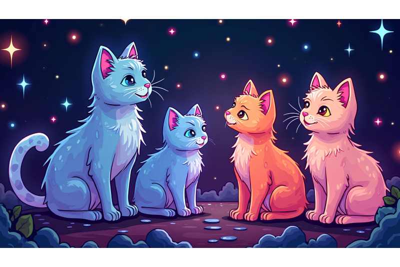 psychedelic-colorful-glowing-kittens