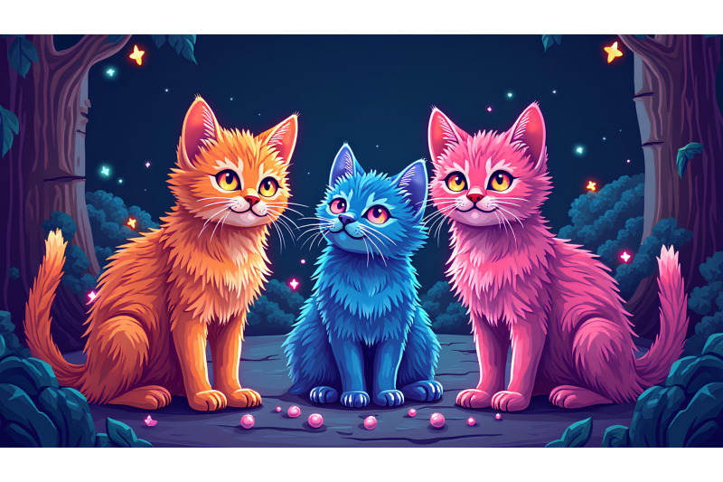 psychedelic-colorful-glowing-kittens
