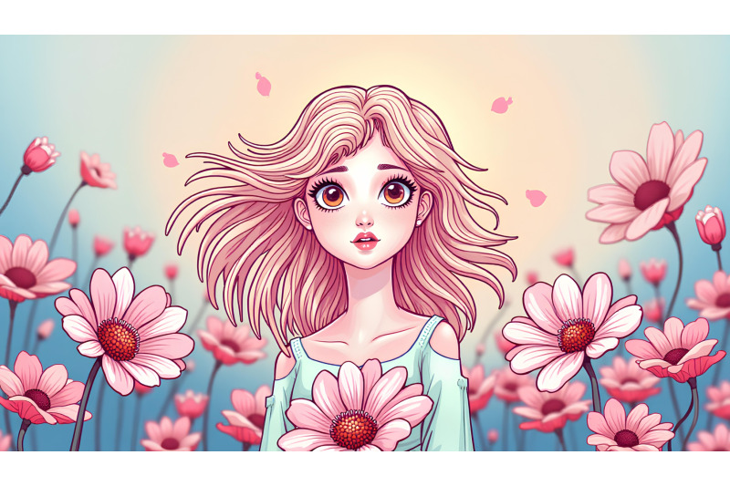 radiant-girl-and-blooms-surreal-pastels