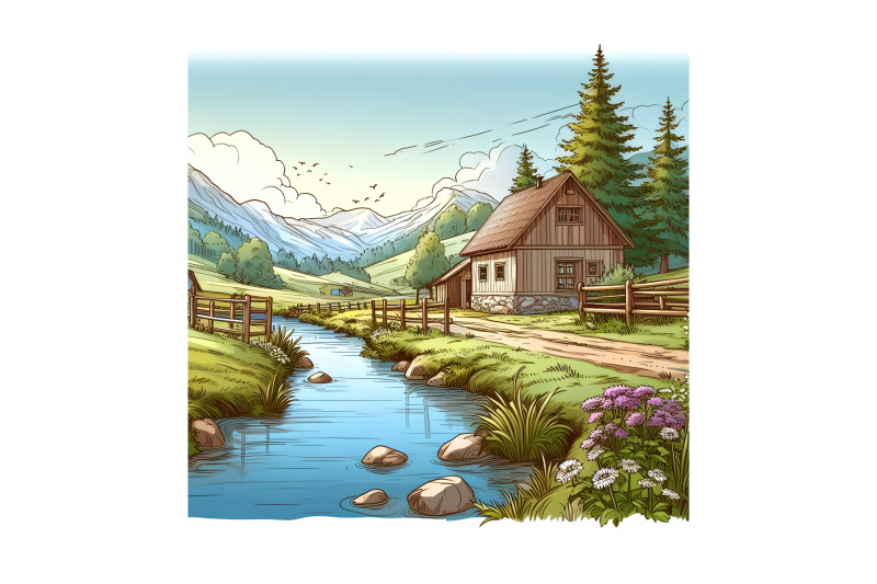realistic-painting-of-a-peaceful-countryside