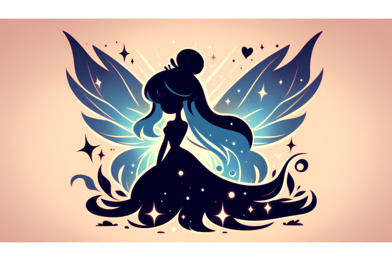 shadowy-fairy-with-glowing-wings-silhouette-art