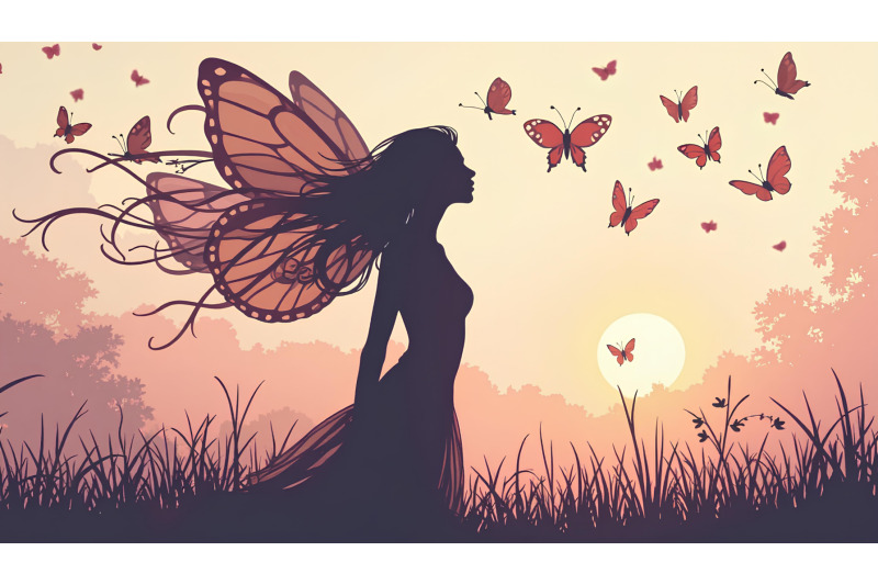 silhouette-of-a-woman-with-butterflies