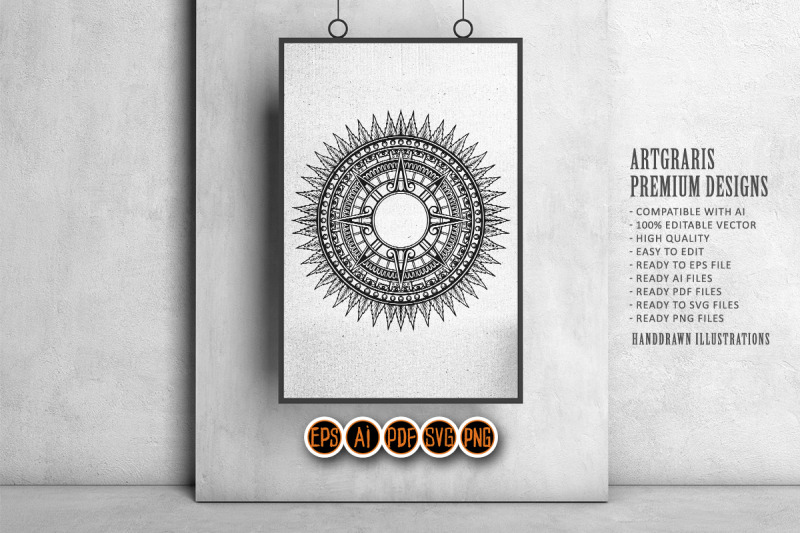 mandala-line-outline-with-decorative-grass