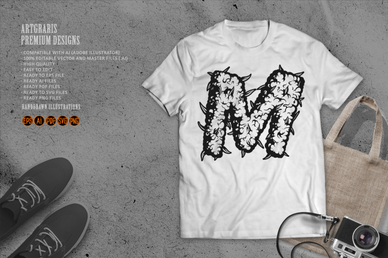 outline-of-m-shaped-by-marijuana-elements-monochrome