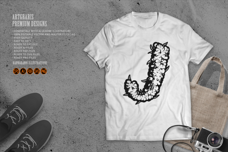 weed-themed-j-letter-with-border-outline-monochrome