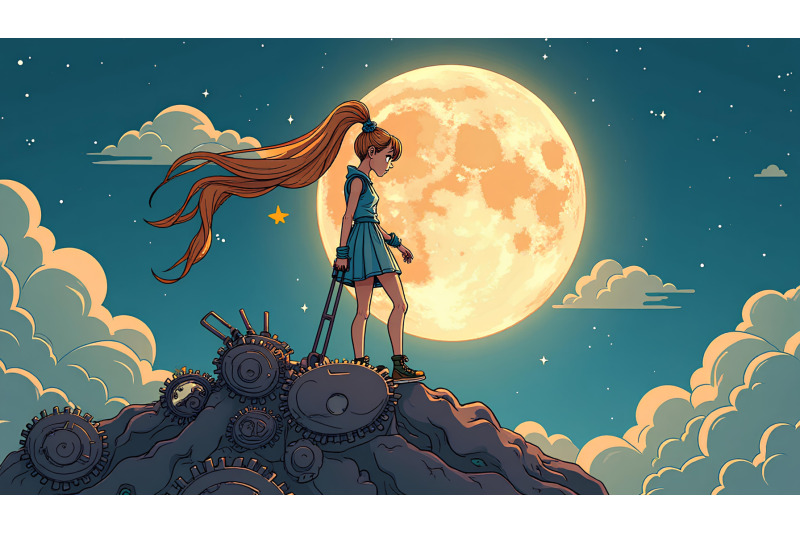steampunk-girl-on-moon-with-gears