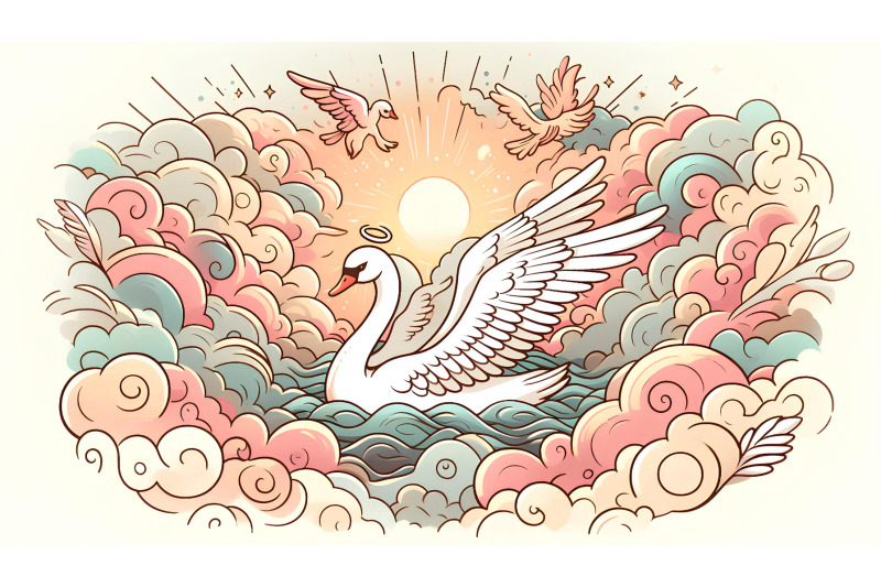 swan-amidst-fantasy-clouds-heavenly-impressionism
