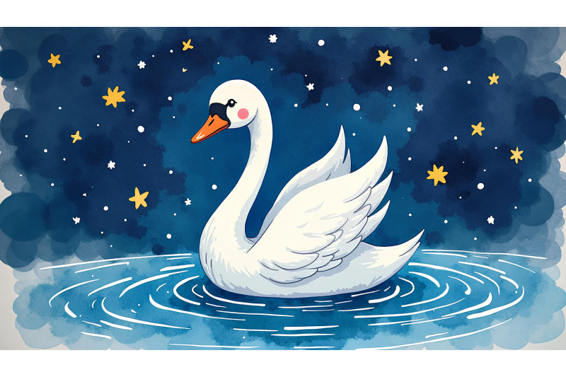 swan-among-cosmic-constellations-galactic-watercolor