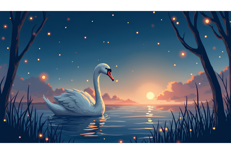 swan-among-fireflies-in-a-twilight-sky-nightfall-fantasy
