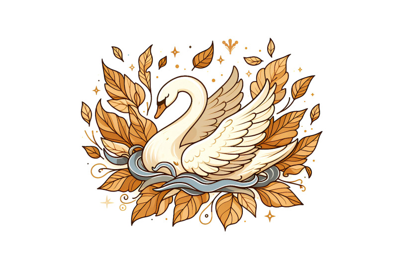 swan-among-golden-leaves-renaissance-style