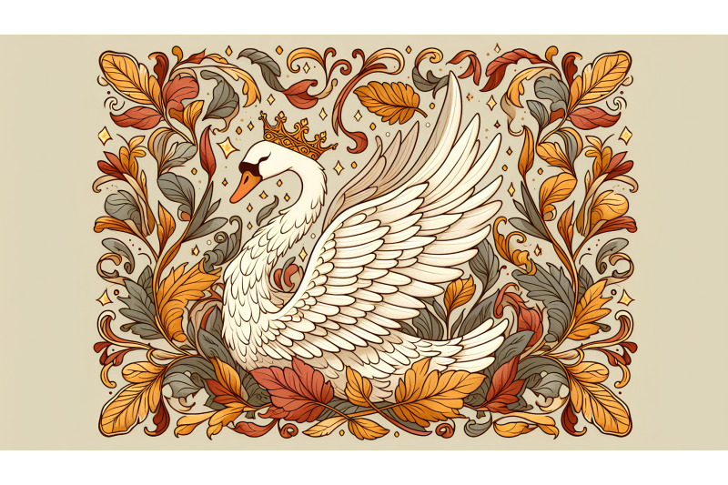 swan-among-golden-leaves-renaissance-style